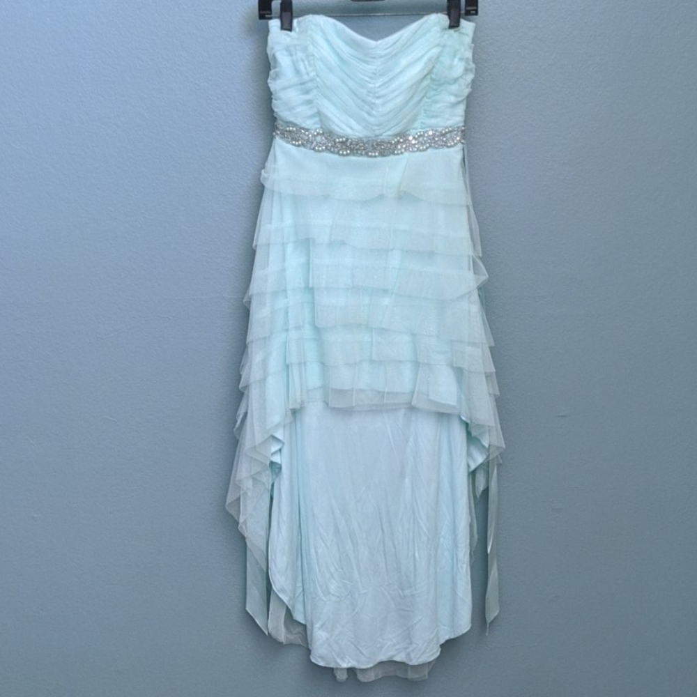 High low mint green/blue dress